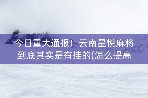 今日重大通报！云南星悦麻将到底其实是有挂的(怎么提高好牌率)
