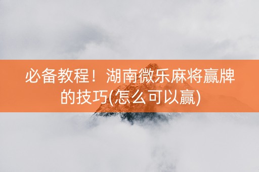 必备教程！湖南微乐麻将赢牌的技巧(怎么可以赢)