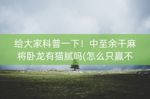 给大家科普一下！中至余干麻将卧龙有猫腻吗(怎么只赢不输)