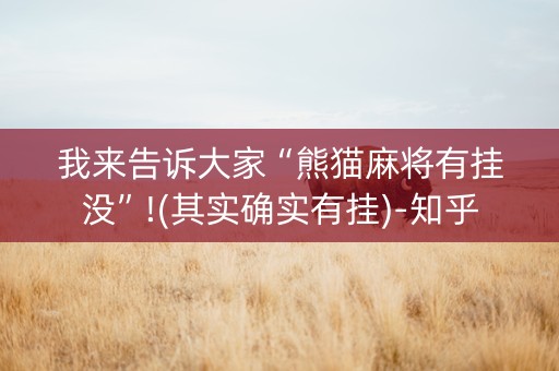 我来告诉大家“熊猫麻将有挂没”!(其实确实有挂)-知乎