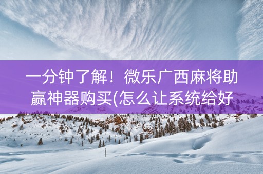 一分钟了解！微乐广西麻将助赢神器购买(怎么让系统给好牌)