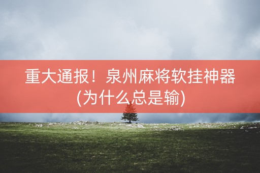 重大通报！泉州麻将软挂神器(为什么总是输)