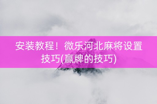 安装教程！微乐河北麻将设置技巧(赢牌的技巧)