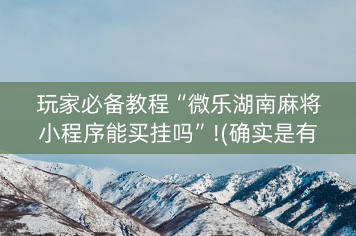 玩家必备教程“微乐湖南麻将小程序能买挂吗”!(确实是有挂)-知乎