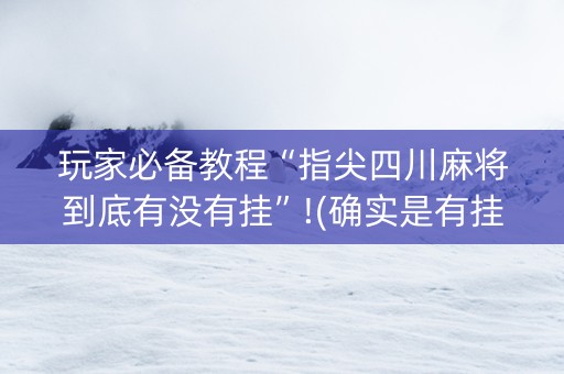 玩家必备教程“指尖四川麻将到底有没有挂”!(确实是有挂)-知乎