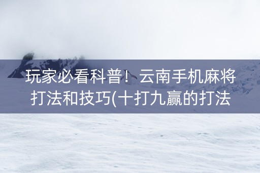 玩家必看科普！云南手机麻将打法和技巧(十打九赢的打法)