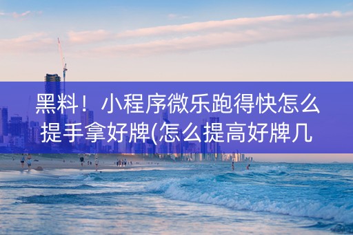 黑料！小程序微乐跑得快怎么提手拿好牌(怎么提高好牌几率)