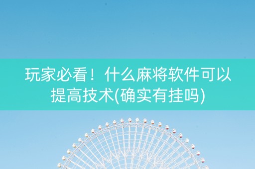 玩家必看！什么麻将软件可以提高技术(确实有挂吗)
