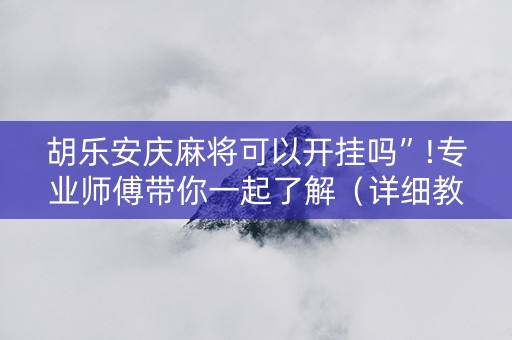 胡乐安庆麻将可以开挂吗”!专业师傅带你一起了解（详细教程）-知乎