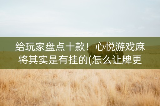 给玩家盘点十款！心悦游戏麻将其实是有挂的(怎么让牌更好)