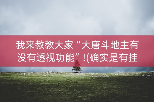我来教教大家“大唐斗地主有没有透视功能”!(确实是有挂)-知乎
