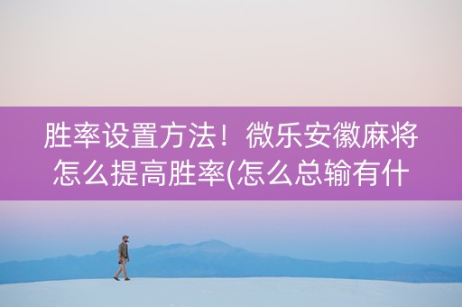 胜率设置方法！微乐安徽麻将怎么提高胜率(怎么总输有什么猫腻)