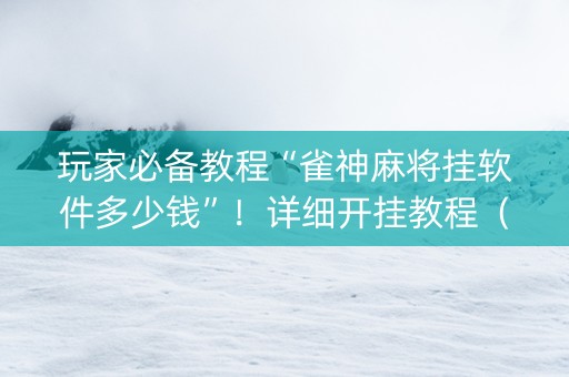 玩家必备教程“雀神麻将挂软件多少钱”！详细开挂教程（确实真的有挂)-知乎