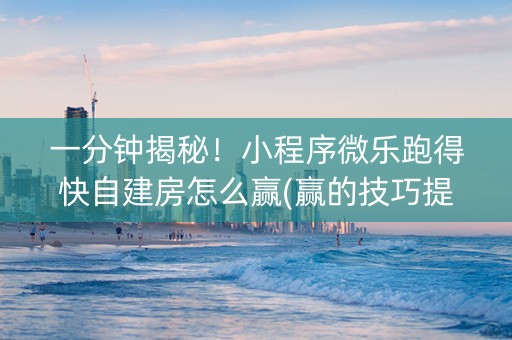 一分钟揭秘！小程序微乐跑得快自建房怎么赢(赢的技巧提高胜率)