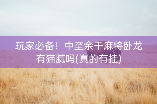 玩家必备！中至余干麻将卧龙有猫腻吗(真的有挂)