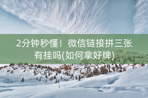 2分钟秒懂！微信链接拼三张有挂吗(如何拿好牌)