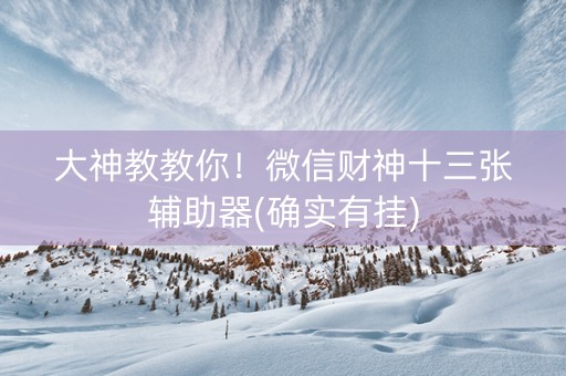 大神教教你！微信财神十三张辅助器(确实有挂)
