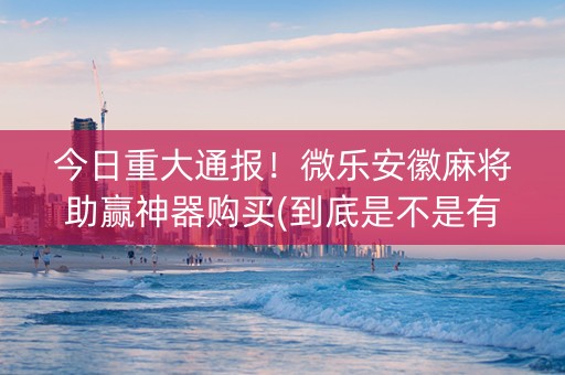 今日重大通报！微乐安徽麻将助赢神器购买(到底是不是有挂)