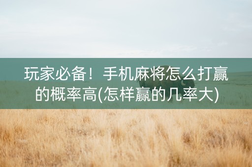 玩家必备！手机麻将怎么打赢的概率高(怎样赢的几率大)