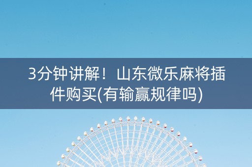 3分钟讲解！山东微乐麻将插件购买(有输赢规律吗)