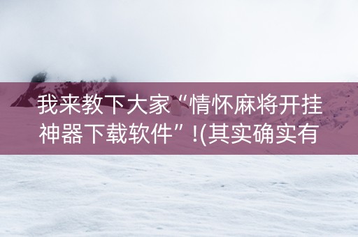 我来教下大家“情怀麻将开挂神器下载软件”!(其实确实有挂)-知乎