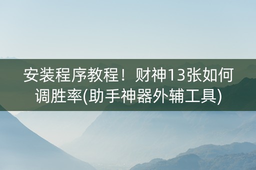 安装程序教程！财神13张如何调胜率(助手神器外辅工具)