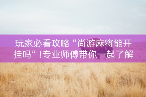 玩家必看攻略“尚游麻将能开挂吗”!专业师傅带你一起了解（详细教程）-知乎