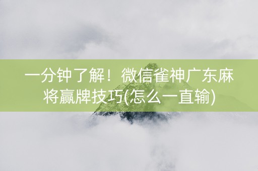一分钟了解！微信雀神广东麻将赢牌技巧(怎么一直输)