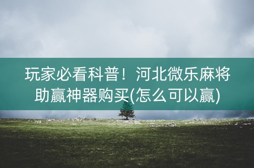 玩家必看科普！河北微乐麻将助赢神器购买(怎么可以赢)