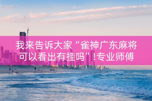 我来告诉大家“雀神广东麻将可以看出有挂吗”!专业师傅带你一起了解（详细教程）-知乎