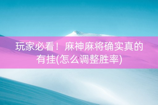玩家必看！麻神麻将确实真的有挂(怎么调整胜率)