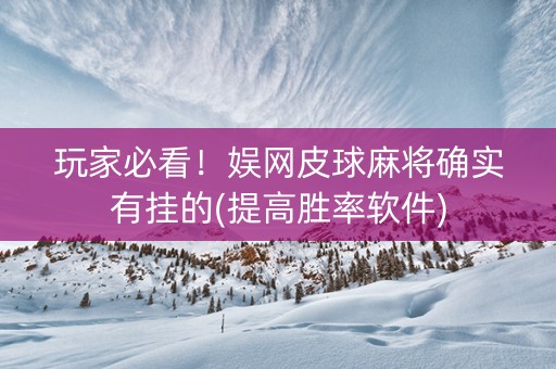 玩家必看！娱网皮球麻将确实有挂的(提高胜率软件)