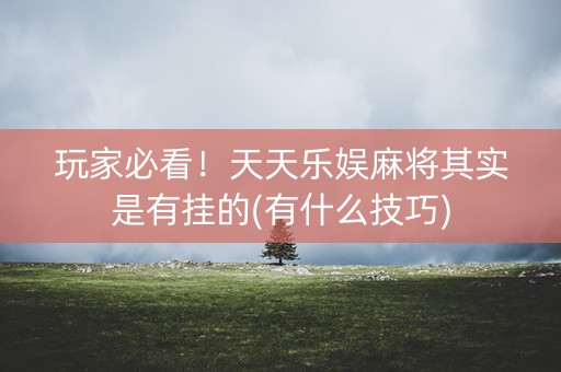 玩家必看！天天乐娱麻将其实是有挂的(有什么技巧)