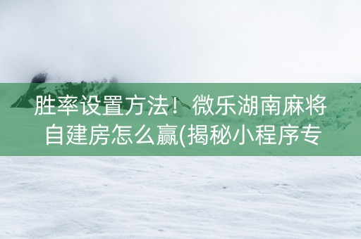 胜率设置方法！微乐湖南麻将自建房怎么赢(揭秘小程序专用神器)