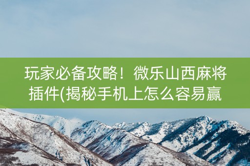 玩家必备攻略！微乐山西麻将插件(揭秘手机上怎么容易赢)