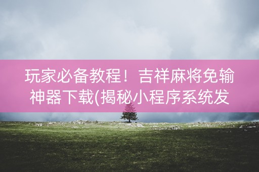玩家必备教程！吉祥麻将免输神器下载(揭秘小程序系统发好牌)