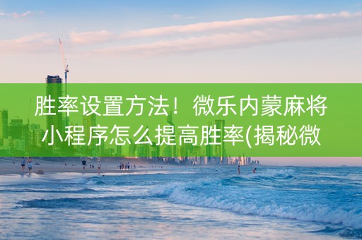 胜率设置方法！微乐内蒙麻将小程序怎么提高胜率(揭秘微信里赢的秘诀)