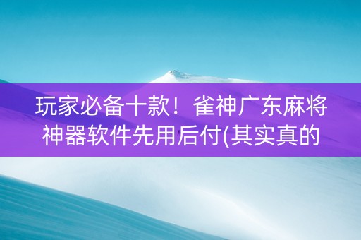 玩家必备十款！雀神广东麻将神器软件先用后付(其实真的确实有挂)