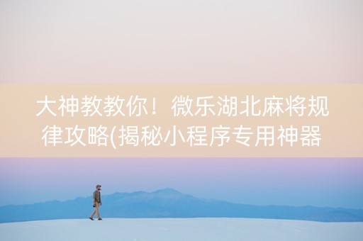 大神教教你！微乐湖北麻将规律攻略(揭秘小程序专用神器)
