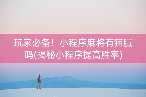 玩家必备！小程序麻将有猫腻吗(揭秘小程序提高胜率)