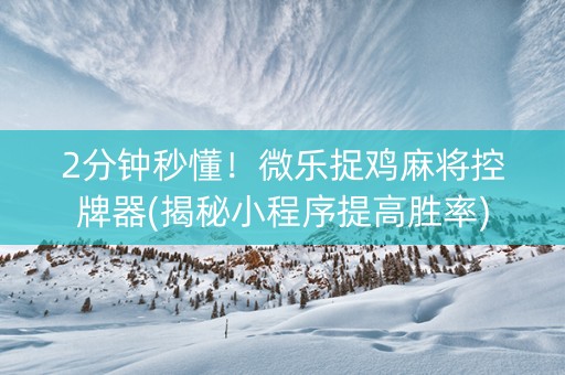2分钟秒懂！微乐捉鸡麻将控牌器(揭秘小程序提高胜率)