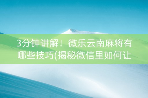 3分钟讲解！微乐云南麻将有哪些技巧(揭秘微信里如何让牌变好)