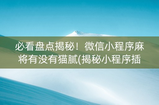 必看盘点揭秘！微信小程序麻将有没有猫腻(揭秘小程序插件下载)