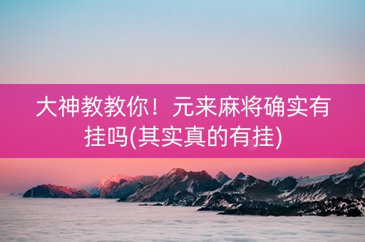 大神教教你！元来麻将确实有挂吗(其实真的有挂)