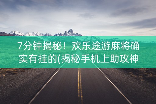 7分钟揭秘！欢乐途游麻将确实有挂的(揭秘手机上助攻神器)
