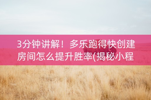 3分钟讲解！多乐跑得快创建房间怎么提升胜率(揭秘小程序助赢神器)