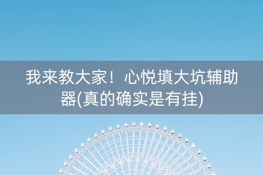 我来教大家！心悦填大坑辅助器(真的确实是有挂)