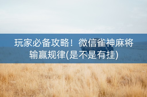 玩家必备攻略！微信雀神麻将输赢规律(是不是有挂)