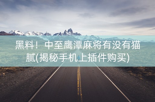 黑料！中至鹰潭麻将有没有猫腻(揭秘手机上插件购买)