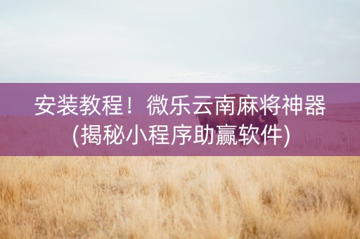 安装教程！微乐云南麻将神器(揭秘小程序助赢软件)
